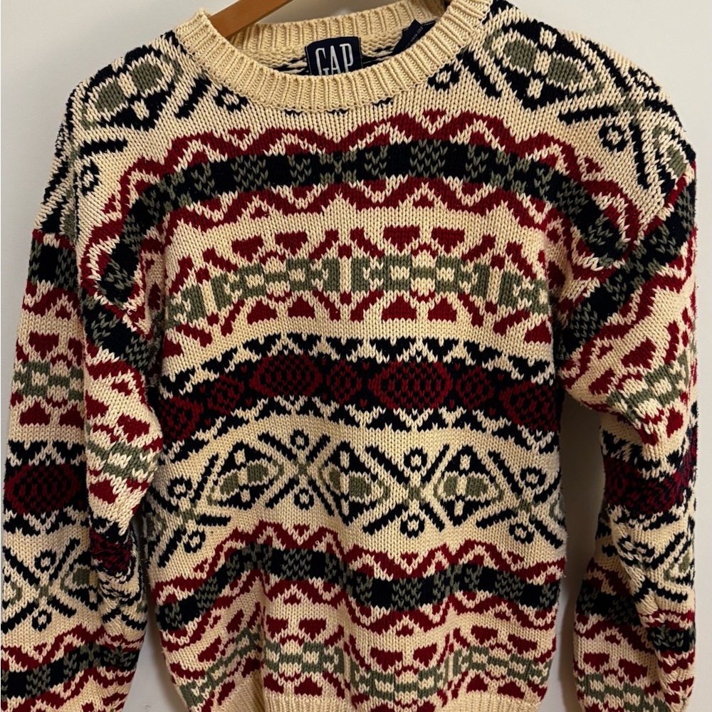GAP Unisex Vintage Multicolor Patterned Sweater